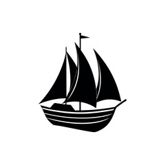  a clean silhouette vector art of a sailing boat