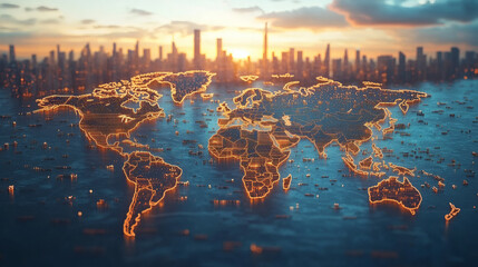 World map global connectivity