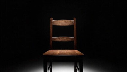 Empty chair spotlights dark room, symbolizing lost voices in democracy and representation.