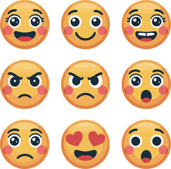 set of funny cartoon smileys