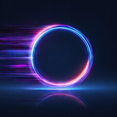 Obraz premium Abstract neon circle with motion effect against dark background