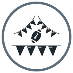 Icon of American Football with Pennant Banner Decoration for Sports Party