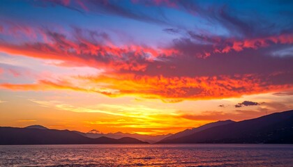 Vibrant sunset over a tranquil sea