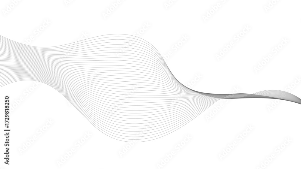 Wall mural abstract wave lines digital element for certificate design. curved wavy lines design, abstract grey 