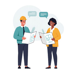 Architects and engineers discussing blueprints planning a new project