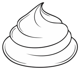 Simple line art illustration of a swirled dessert topping or soft serve ice cream