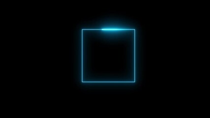 Abstract neon square frame. Seamless loop, square glowing border, alpha channel, seamless loop on black background - Powered by Adobe