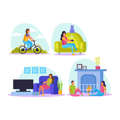 Cozy Home Scenes People Relaxing, Enjoying Hobbies, and Daily Life at Home