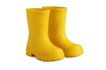 Yellow rubber rain boots for wet weather