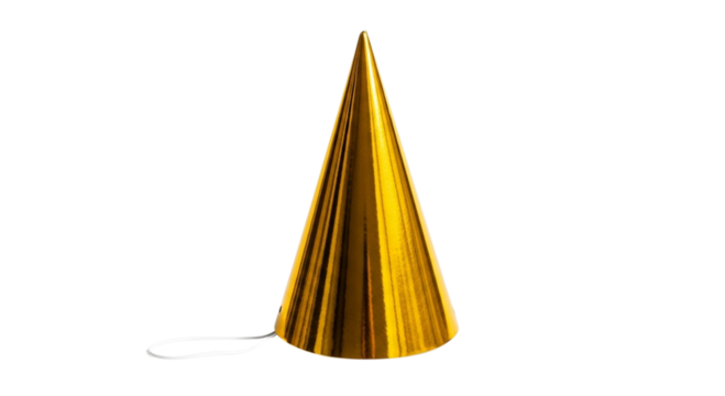 Golden Cone-Shaped Party Hat, Symbol of Celebration