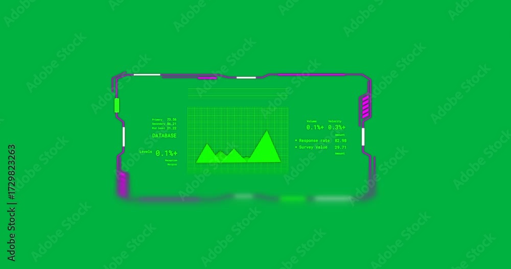 Wall mural animation of data processing on digital screen on transparent background