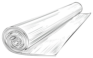 Rolled Yoga Mat Unrolled with Spiral Design Illustration for Fitness and Exercise Studio