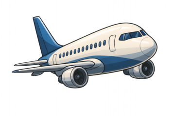Anime Style Airplane Illustration Isolated on Transparent Background High-resolution anime-style illustration of a commercial airplane with expressive design