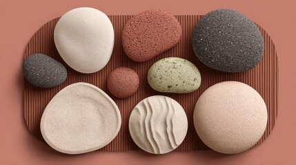 Obraz premium Elegant collection of natural stones and pebbles for home decor garden landscaping artistic arrangements stylish accents contemporary interior design outdoor decor