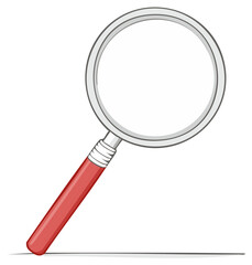 Cartoon Magnifying Glass with Red Handle Object for Search and Investigation