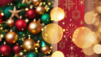 christmas background with balls,Elegant Christmas Background with Ornaments Sparkling Holiday Luxury, Premium Christmas Background with Baubles Glittering Festive Decor, High-End Holiday Background.