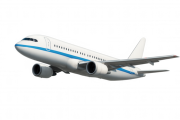 Passenger airplane flying, illustrating global travel, aviation industry, and international transport, transparent background