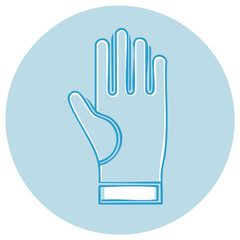 Stylized Hand Glove Outline Icon Against Light Blue Circle Background