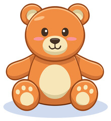 Obraz premium Cartoon Teddy Bear Illustration. Cute Plush Animal, Soft Toy, Children's Room Decor, Graphic Design Element.