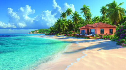 Tropical beachfront house