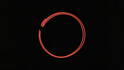 Hand drawn red circle on black background, vector illustration concept design, simple and artistic