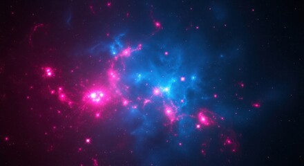 Vibrant nebula with pink and blue cosmic glow