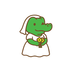 Wedding Alligator Adorable Bride with Bouquet
