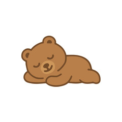 Cute Cartoon Bear Napping Peacefully