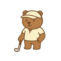 Cute Cartoon Golfing Teddy Bear