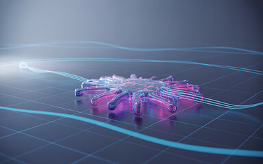 Abstract digital network connection with glowing central node