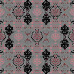 Floral seamless folk pattern, ethnic folklore flowers. Ethnic flowers, Jacobean traditional style on a white background. Classic indian motifs, trendy vector illustration