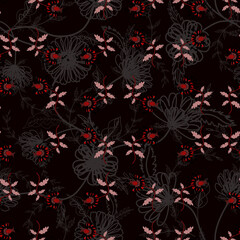 Floral seamless folk pattern, ethnic folklore flowers. Ethnic flowers, Jacobean traditional style on a white background. Classic indian motifs, trendy vector illustration