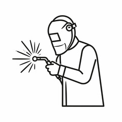 Illustration of a welder with protective gear creating sparks while working