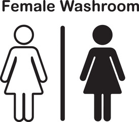 Female Washroom Sign Icon Set Vector Illustration