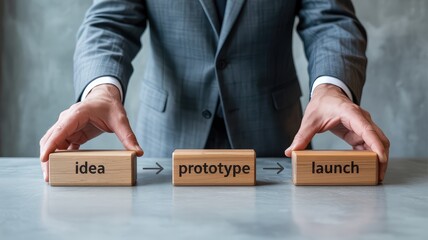 Crafting the future, businessman building a successful product launch from idea to prototype