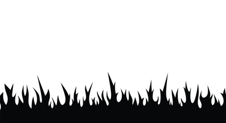Black silhouette of grass blades on a white background Keywords: grass, silhouette, black, white, background, nature, field