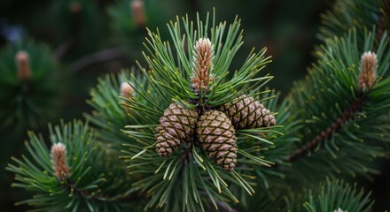 Close-up of pine cones and needles