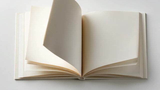 Turning pages of empty white notebook

