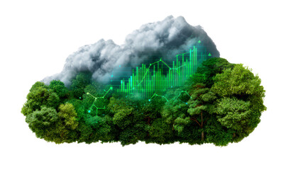 Layered Cloud Icon Representing Renewable Energy Flows and Data Isolate on Transparent Background, cutout, png