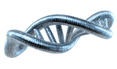 Double Helix Transitioning to Binary Code Scene Isolate on Transparent Background, cutout, png