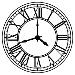 A black silhouette of a clock striking 12