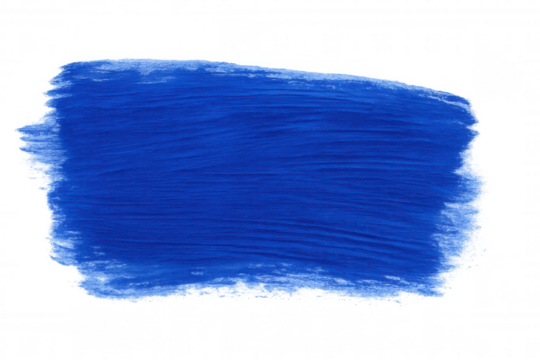 Blue brush stroke texture element with expressive painted lines, abstract art background swatch with transparent effect