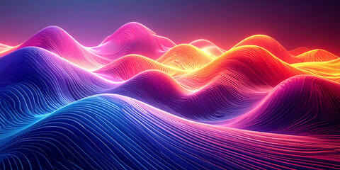 Vibrant Abstract Waves of Neon Light in a Mesmerizing Digital Landscape
