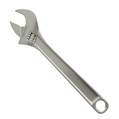 Metallic Adjustable Wrench Isolated on Transparent Background Detailed Close Up Shot