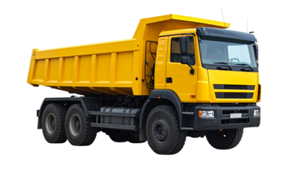 Bright Yellow Dump Truck Isolated on White Background Construction and Transportation Concept