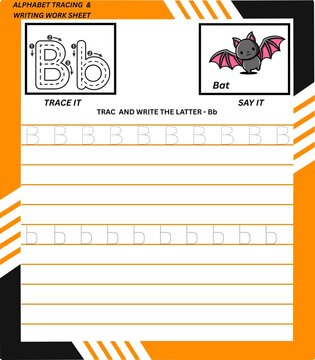alphabets letter tracing and writing worksheet for kids handwriting practice. Letter B and b for use preschool education ukg and lkg kids. jpg