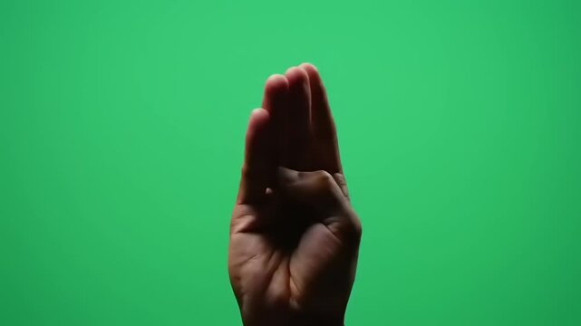 Hand Counting from One to Four on Green Screen
