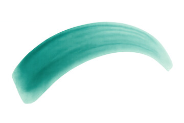 Teal watercolor paint stroke creating an abstract curve on transparent background, artistic brush stroke element