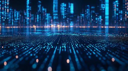 Futuristic cityscape digital network