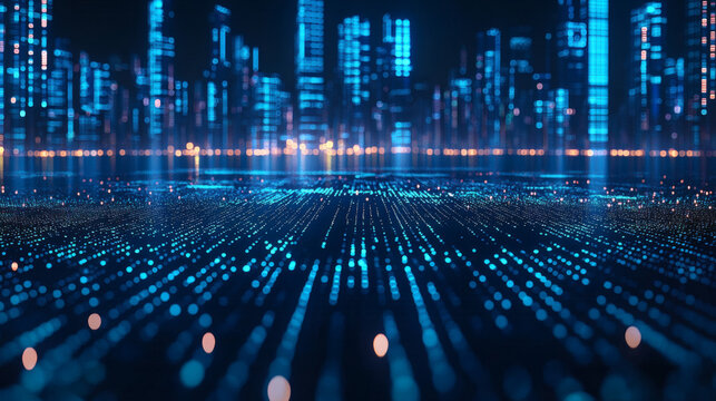 Futuristic cityscape digital network
